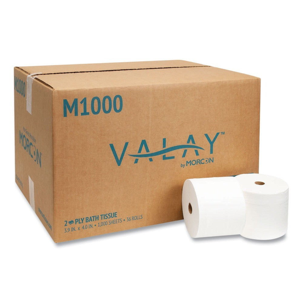Morcon Paper M1000 2-Ply Septic Safe Small Core Bath Tissue - White (36/CT) New